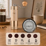 Bincoo - Manual Coffee Grinder Hand Grinder, 6-Setting Portable Coffee Mill