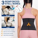 Topika Women's Segmented Workout Waist Trainer Belt, Black Waist Shapewear