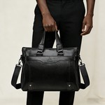 Topika 15.6" PU Leather Laptop Messenger Bag For Men, Waterproof Briefcase