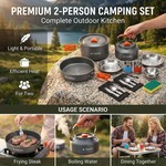 Topika Larger 21pcs Camping Cookware Set for 2, Outdoor Cooking & Picnics