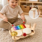 Topika Wooden Toddler Drum Set Montessori Musical Instruments for 1-9 years