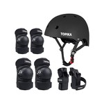 TopikaKids-7 Piece Roller Skates Protective Gear Helmet, Knee, Elbows for Kids
