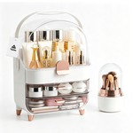 Topika Makeup Organizer With Drawers, Dustproof Lid & Brush Holder