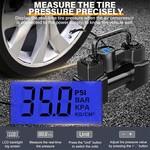 Topika Portable Tire Air Pump with Digital Gauge, Repair Kit Battery Clamps