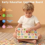 Topika Kids Wooden Puzzles Include Animals Numbers Letters Fruits Matching