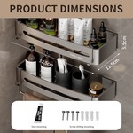 Topika - 2 Pack Shower Caddy Shelf Organizer, Black Bathroom Shelves Basket