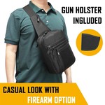 Topika Bag for Men, Tactical Crossbody Big Chest Backpack with Gun Pouch