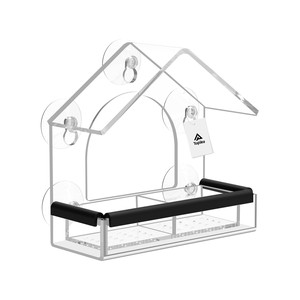 Topika Window Bird Feeder with 5 Strong Suction Cups, Clear Acrylic