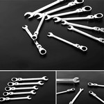 Topika - 14 Pieces Flexible Ratchet Wrench Set 6-19mm, Metric Gear Spanner Kit