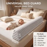 Topika 132cm Toddler Bed Edge Bumper with Soft Grey Minky Foam Barrier