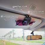 Topika 2 Packs Magnetic Leather Sunglasses&Card Holders for Car Visor