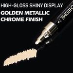 ZEYAR - Golden Liquid Chrome Metallic Marker, Double Tip (0.8mm & 2.5mm)
