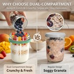 Topika Glass Jars With Lids & Spoon For Overnight Oats, 4 Piece Mason Jars