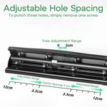Topika - Adjustable 4 Hole Puncher for Binder Ring Album Paper, 10 Sheet