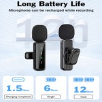 Topika Wireless Clip-On Microphone for iOS & Android Type-C Noise Reduction