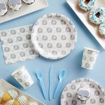 Topika - 144-Piece Baby Boy Elephant Party Plates and Paper Tableware Set