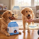 Topika Plush Milk Bag Hide and Seek Dog Toy Set with 3 Squeaky Biscuits
