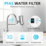 TopikaHome - Stainless Steel Faucet Water Sink Filter with 2 Pieces Cartridges