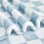 Topika Blue Fluffy Checkered Baby Blanket, Soft Fleece Infant 100x150cm 1pc