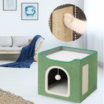 Topika - Foldable Cat Bed with Scratch Pad & Toy, Cozy Indoor Cat House