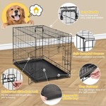 Topika-Foldable Double Door Dog Cage 92.7cm Metal Dog Crate for Large Dog