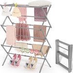 Topika 3-Tier Expandable Steel Clothes Rack & Foldable for Small Spaces
