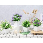 TopikaHome - 4 Artificial Potted Flowers, Small Faux Plants for Home Decor
