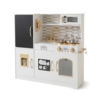 Topika Large Wooden Play Kitchen for Kids Pretend Set w/ 11pcs Accessories