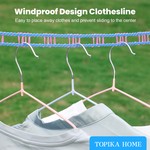 Topika - Clothesline Washing Line with Hooks, Nylon Windproof Laundry Rope
