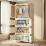 Topika Foldable Closet with Wheels, Portable Clothes Organizer for Kids