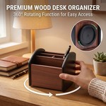 Topika - Remote Caddy For Table, TV Remote Caddy, Wooden Desk Organizer