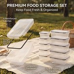 Topika - 24Piece Food Storage Containers With Lids, Black PP Meal Prep Set