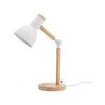 Topika - Wooden Desk Lamp, Screw Socket Table Lamp With Metal Shade