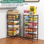 TopikaHome- 4-Tier Kitchen Fruit Basket Cart with Pull-Out Storage Bins