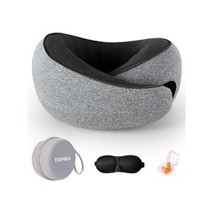 Topika Travel Neck Pillow Memory Foam - Compact U-Shape for Aeroplane Sleep