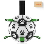 Topika Interactive Dog PU Soccer Ball Toy with Straps, Indoor & Outdoor