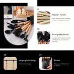 Topika - Silicone Kitchen Utensils Set 12-piece Non-Stick, Wooden Handles