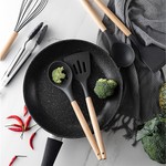 Topika - Silicone Kitchen Utensils Set 12-piece Non-Stick, Wooden Handles