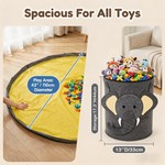 Topika Toy Storage Organizer with Play Mat Large Capacity Bin,Cute Elephant