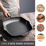 Topika Nonstick Cast Iron Grill Pan 28cm Square Cast Iron Steak Grill Pan