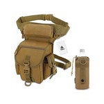 Topika Khaki Waterproof Thigh Bag Tactical Leg Bag with Bottle Holder