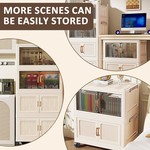 Topika - Folding Storage Cabinet, 4 Layer Foldable Organizer With Wheels