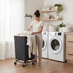 Topika - 160L Laundry Basket With Wheels, Heavy Duty Steel Frame Hamper