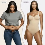 Lekkon Seamless V-Neck Shaping Bodysuit for Women Tummy-Waist-Hip Sculpting