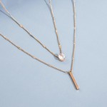 2pcs/Set Droplet Gold Titanium Steel Necklace for Women -Gift Ready