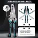 Topika 18 in 1 Folding Wire Stripper Crimper Tool, Electrician wire cutters