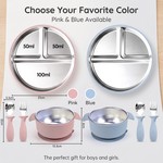 Topika 304 Stainless Steel Silicone Baby Feeding Set - Pink & Blue 2 Person