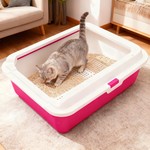 Topika Cat Litter Box with Scoop, High Sides, Open Top | Red