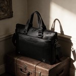 Topika 15.6" PU Leather Laptop Messenger Bag For Men, Waterproof Briefcase