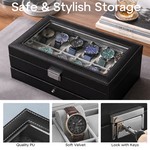 Topika Watch Gift Box For Men Leather Watch Case 12Slot Organizer With Lock